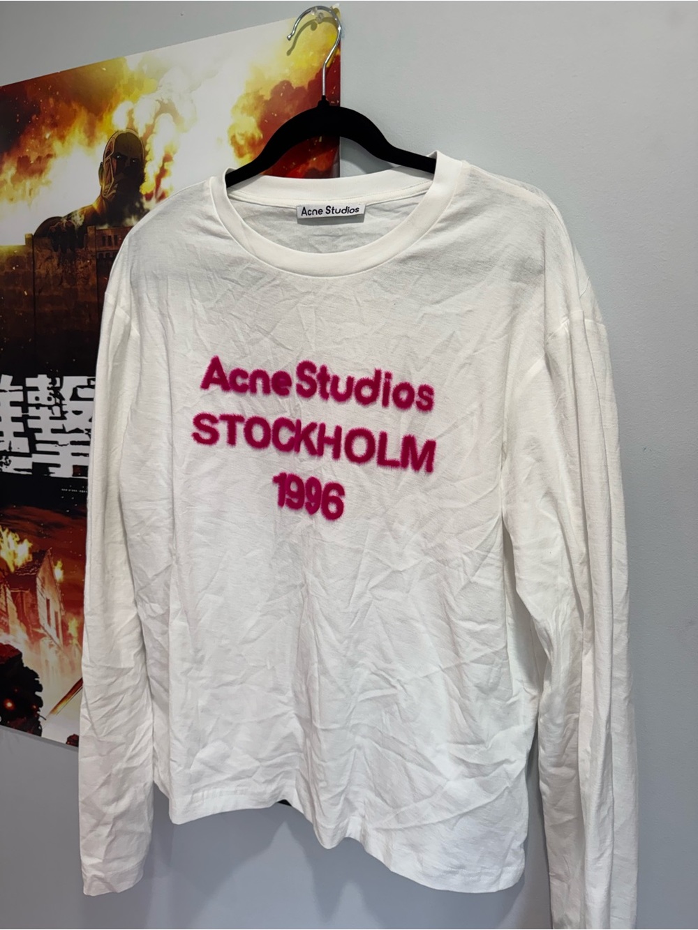 Acne Studios white long sleeve with pink